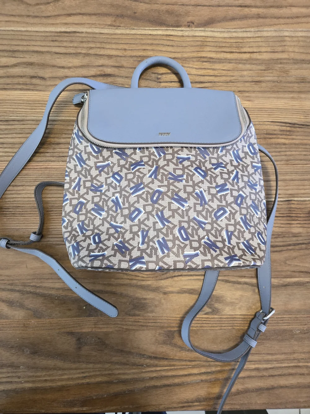 DKNY Blue Logo-Print Convertible Backpack